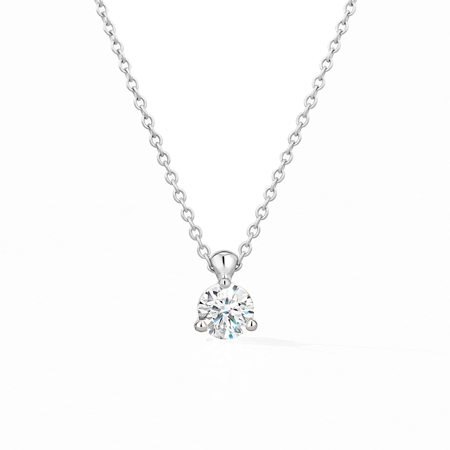 HOF 18K White Gold Classic 3 Prong Solitaire Pendant