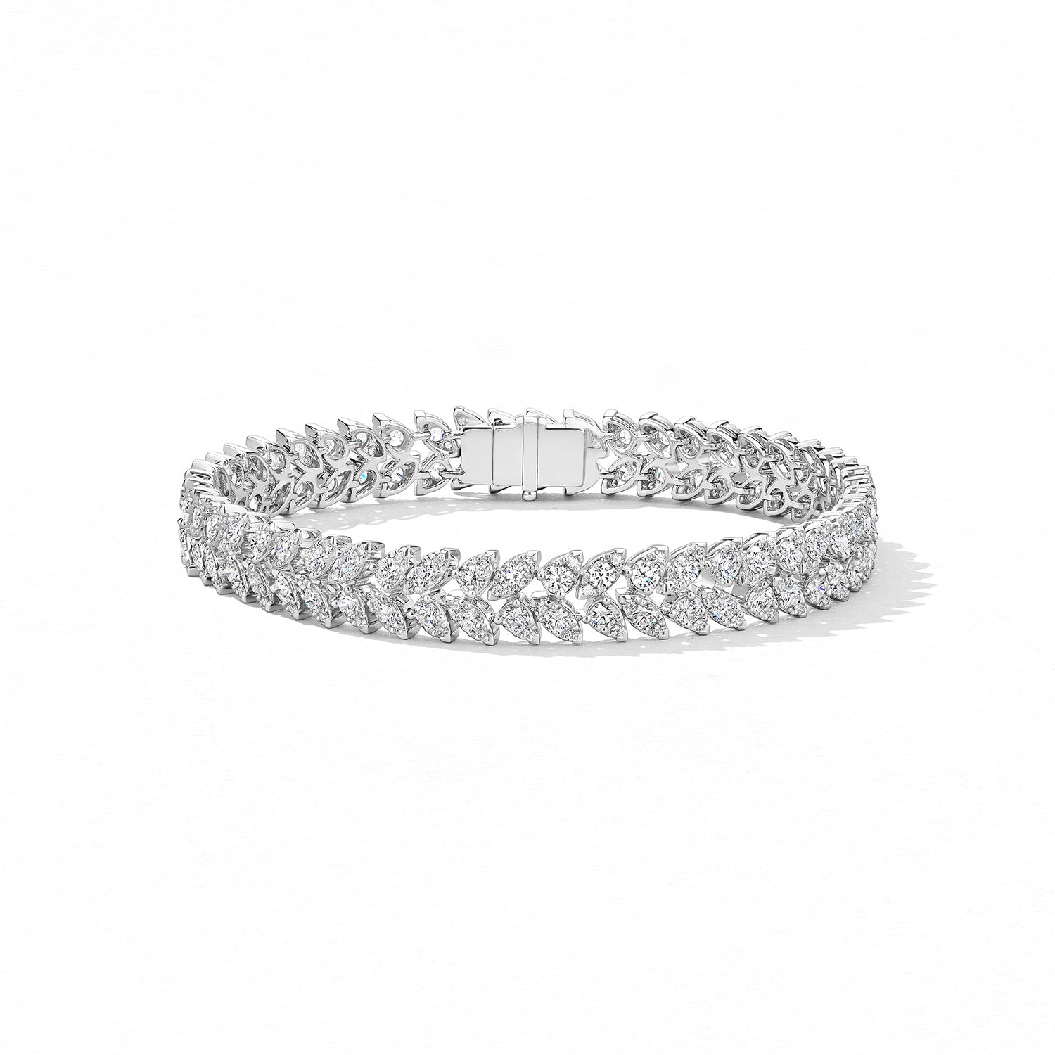 18K White Gold Aerial Dewdrop Double Line Bracelet