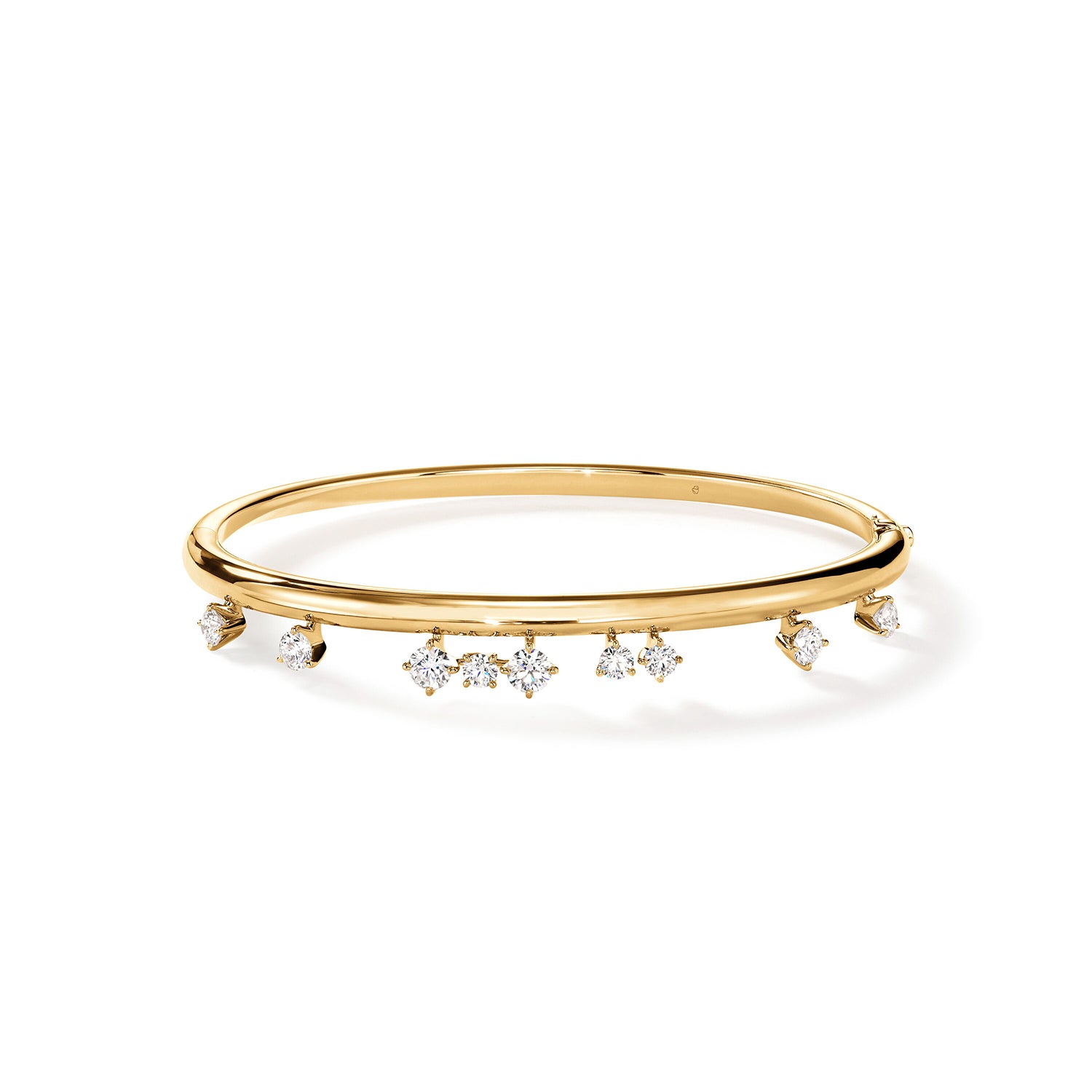 18KY Gold Barre Floating Diamond Bangle