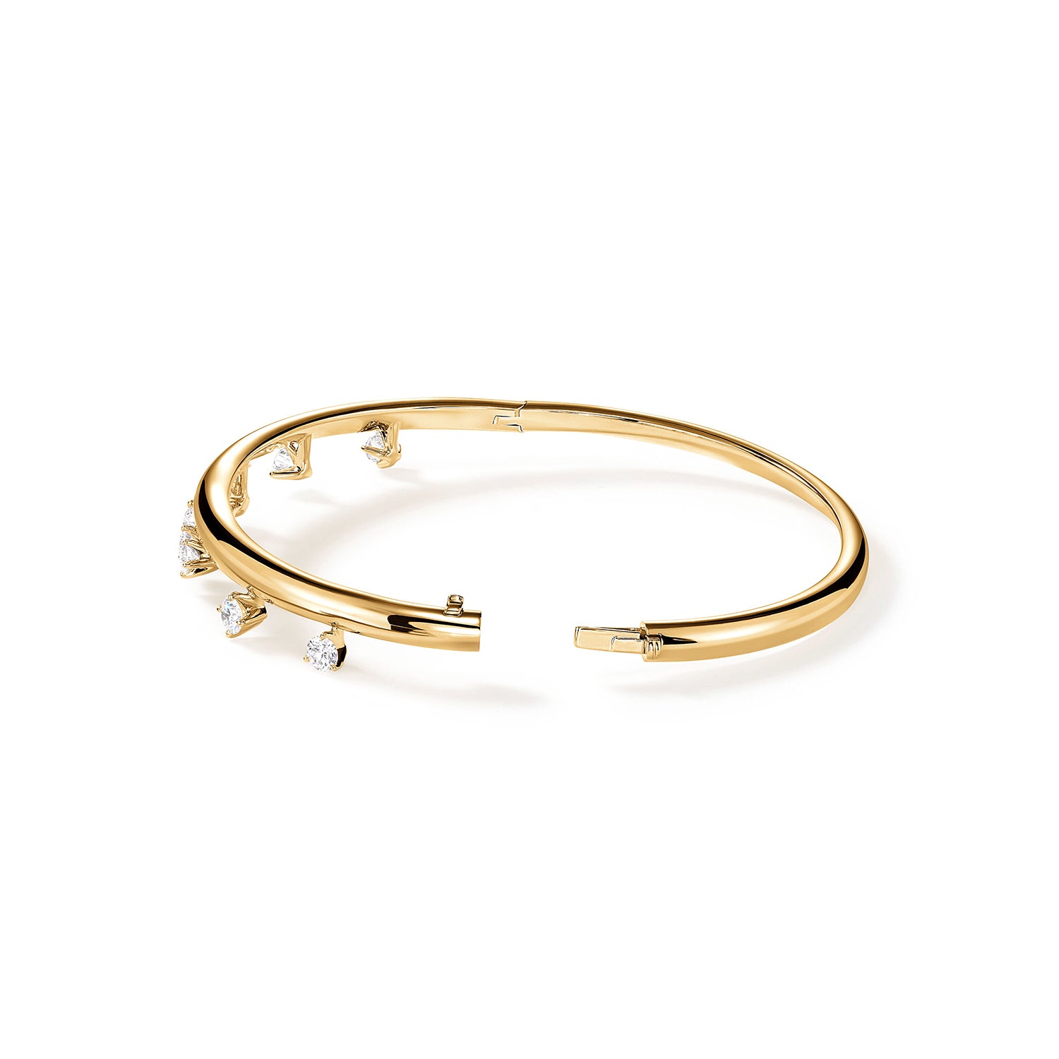 18KY Gold Barre Floating Diamond Bangle