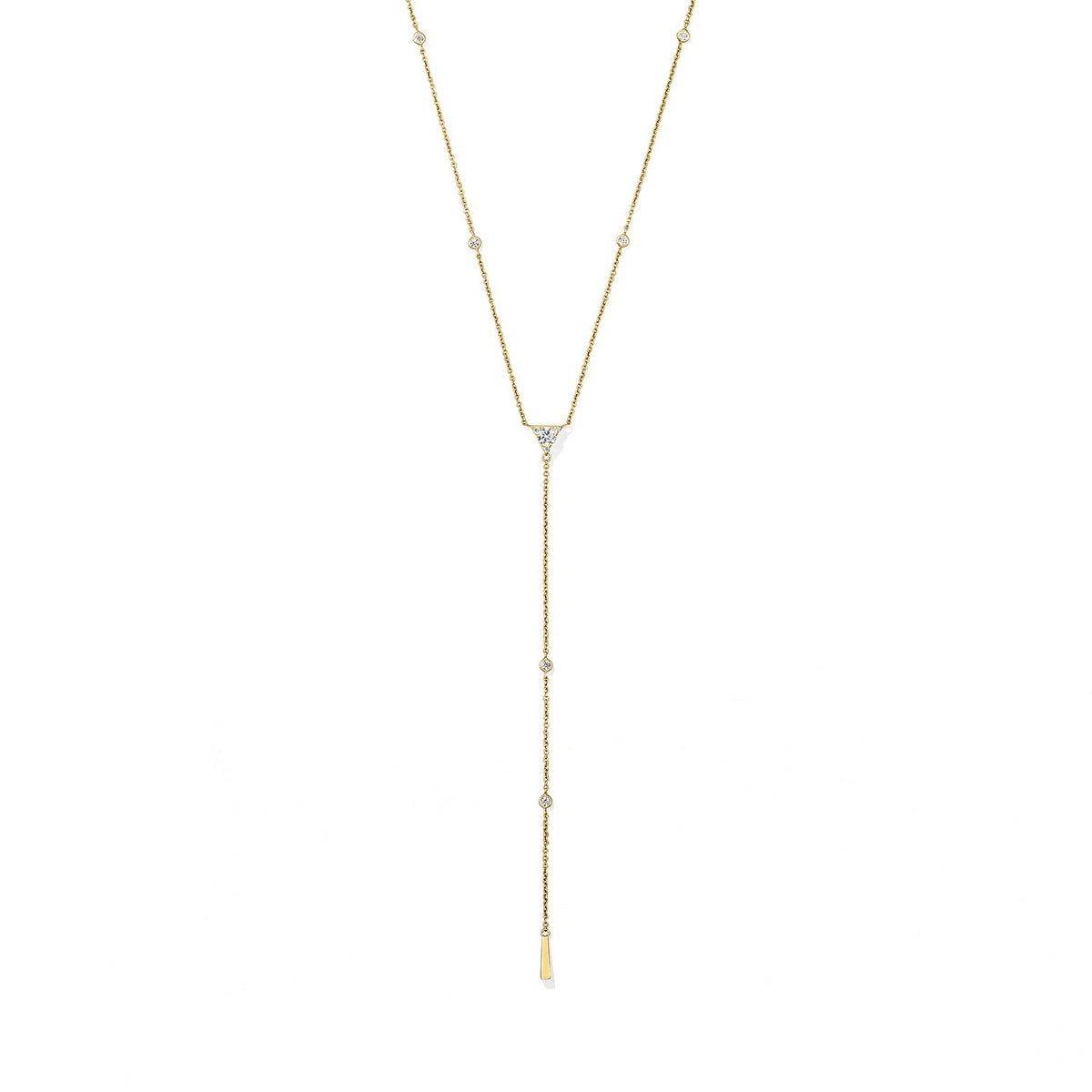 Video Thumbnail: Hearts on Fire Yellow Gold Triplicity Triangle Lariat Necklace 0 - 18ky Gold Triplicity Triangle Lariat Necklace
