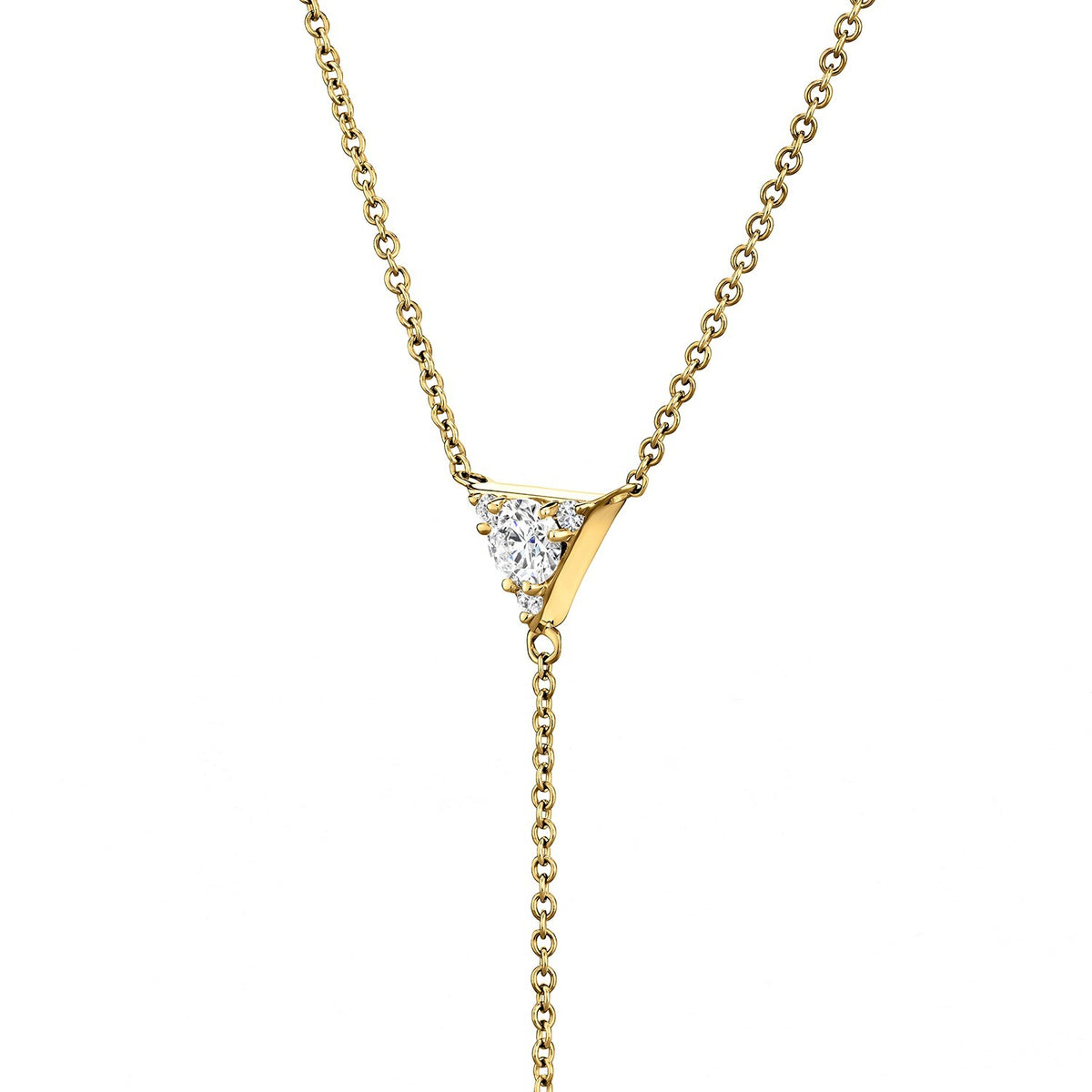 Video Thumbnail: Hearts on Fire Yellow Gold Triplicity Triangle Lariat Necklace 0 - 18ky Gold Triplicity Triangle Lariat Necklace