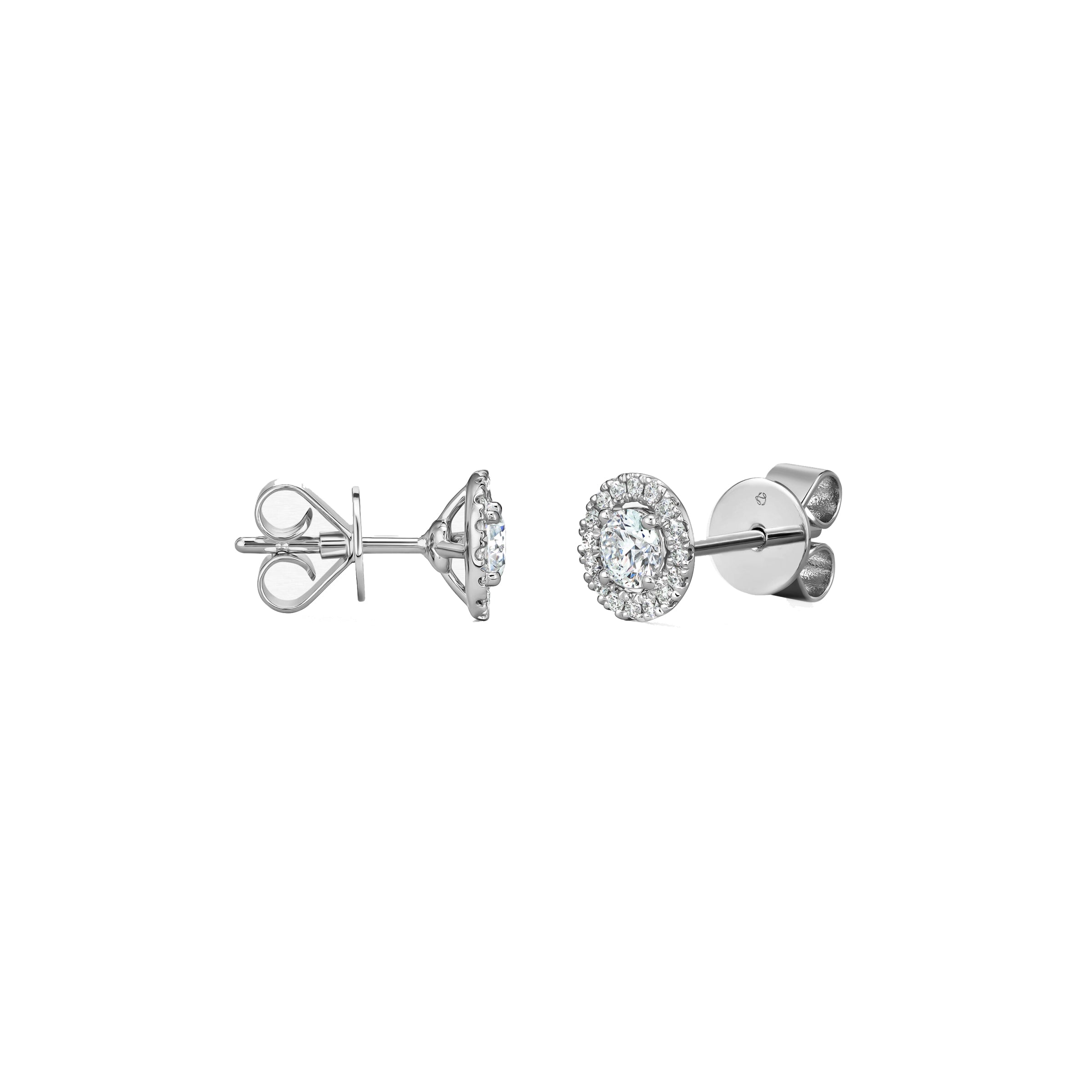 Video Thumbnail: Hearts on Fire White Gold Joy Stud Halo Earrings 0 - 18kw Gold Joy Diamond Earrings