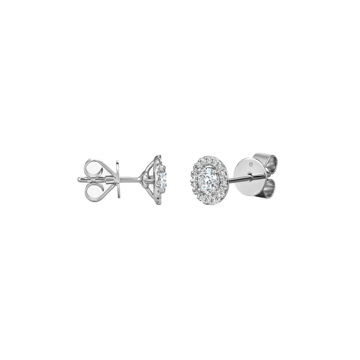 Video Thumbnail: Hearts on Fire White Gold Joy Stud Halo Earrings 0 - 18kw Gold Joy Diamond Earrings
