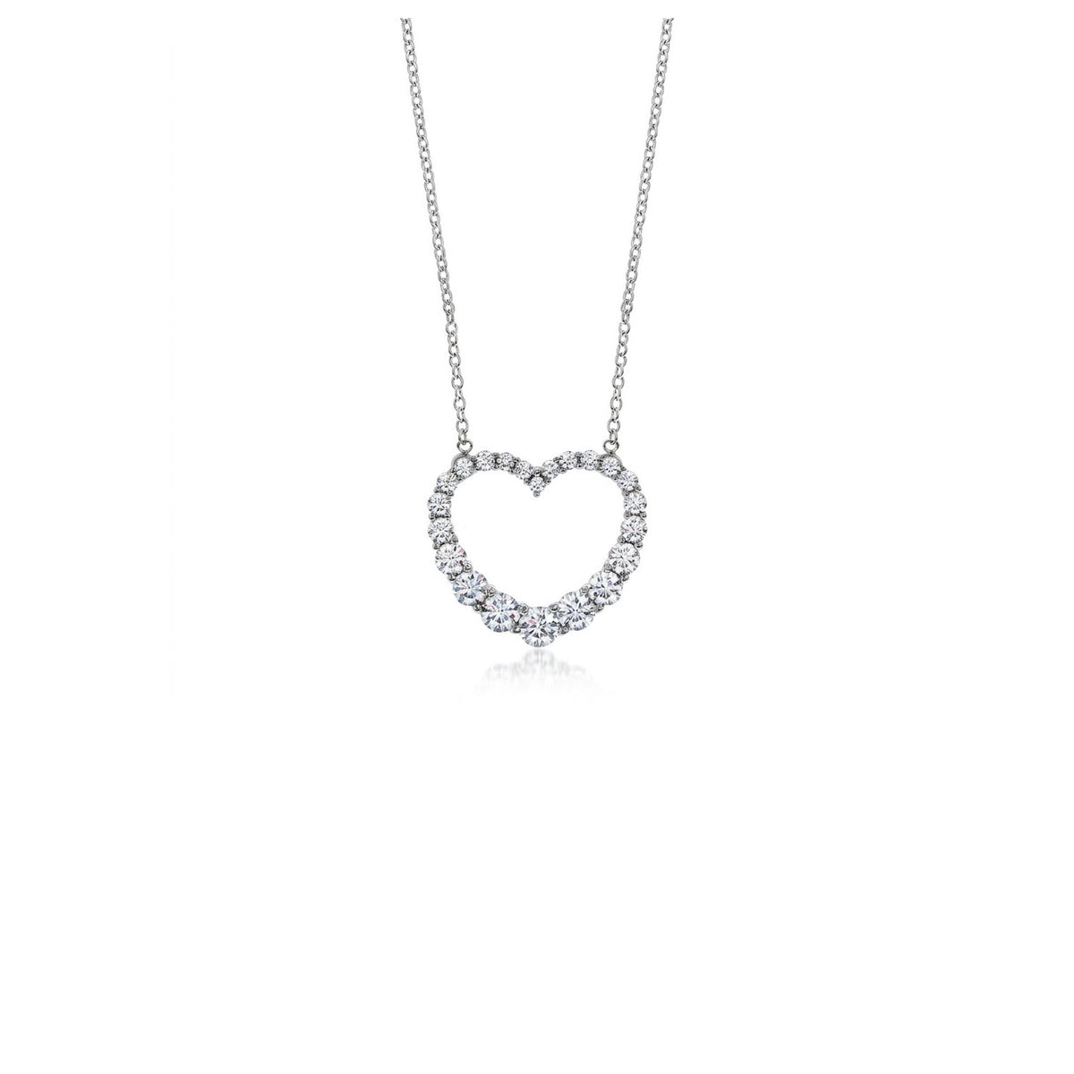 Hearts On Fire 18K White Gold 18" Whimsical Graduated Heart Pendant Necklace 1.14ctw