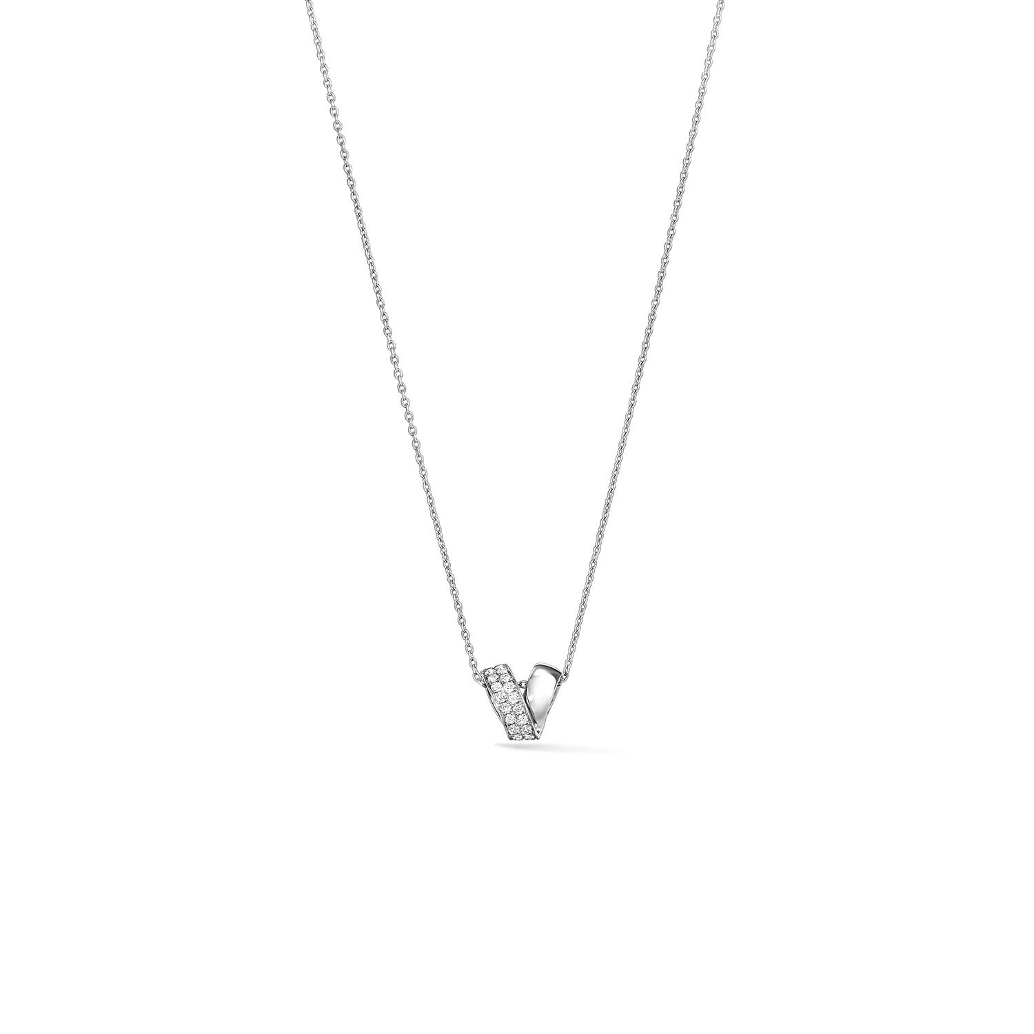 Hearts on Fire 18K White Gold 17" INSIDE/OUT Rondel Diamond Pendant Necklace 0.10ctw