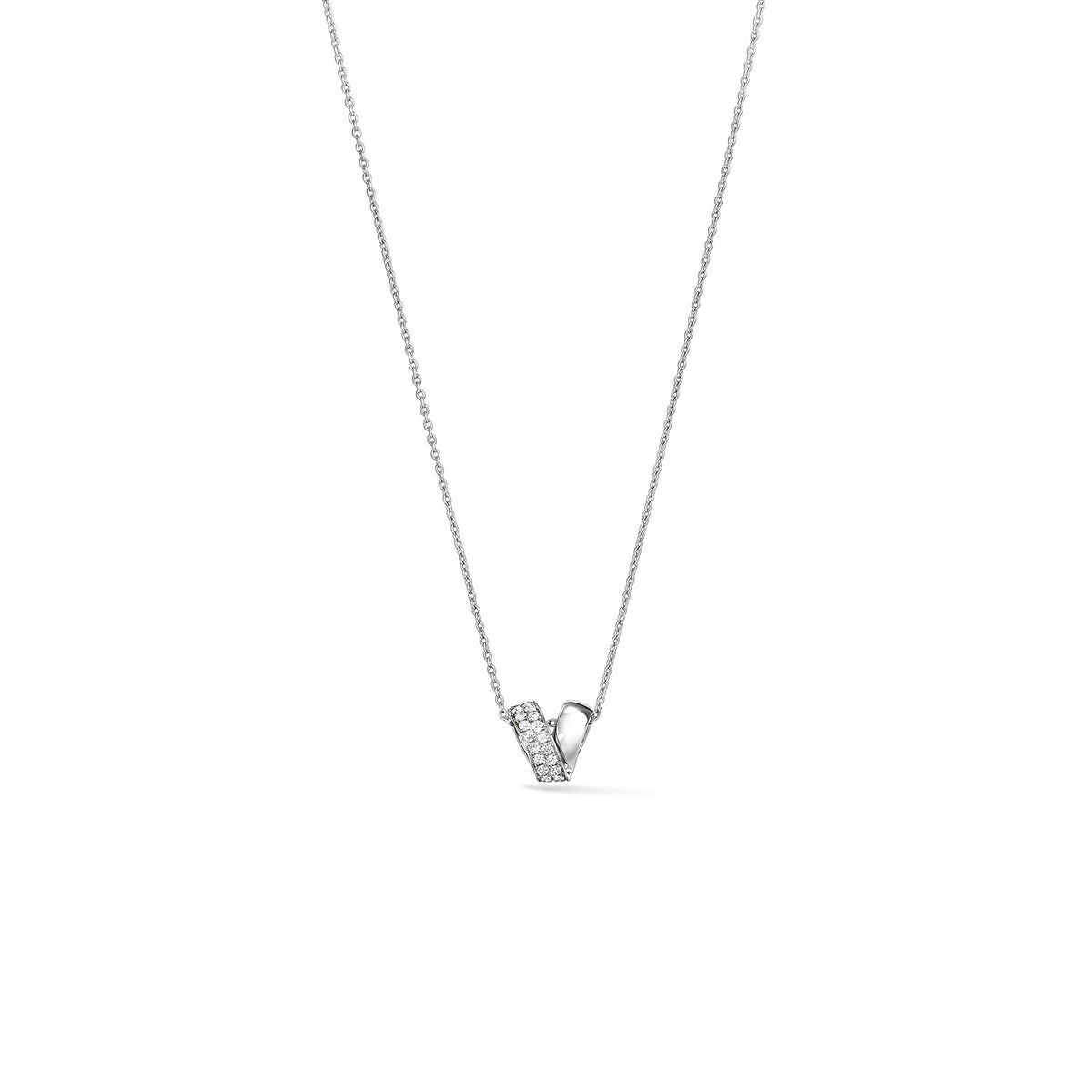 Hearts on Fire 18K White Gold 17" INSIDE/OUT Rondel Diamond Pendant Necklace 0.10ctw