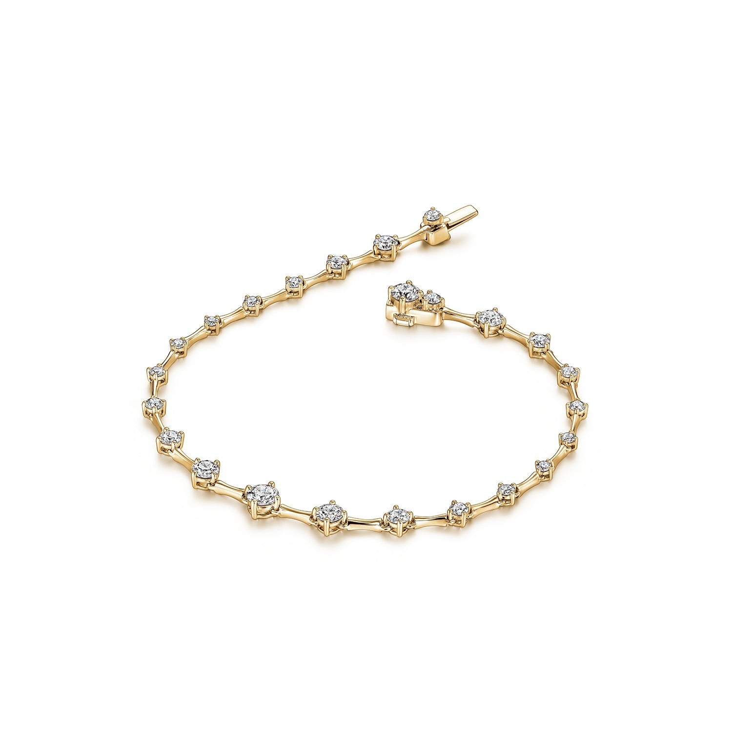 Video Thumbnail: Hearts on Fire Yellow Gold 6 5 Cascade Diamond Station Tennis Bracelet 1 - Hearts on Fire 18k Yellow Gold 6.5" Cascade Diamond Station Tennis Bra