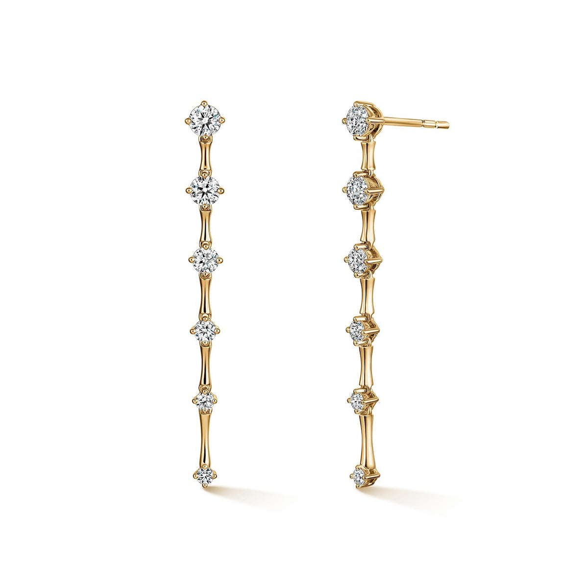 Hearts on Fire 18K Yellow Gold Cascade Diamond Station Earrings 1.00ctw