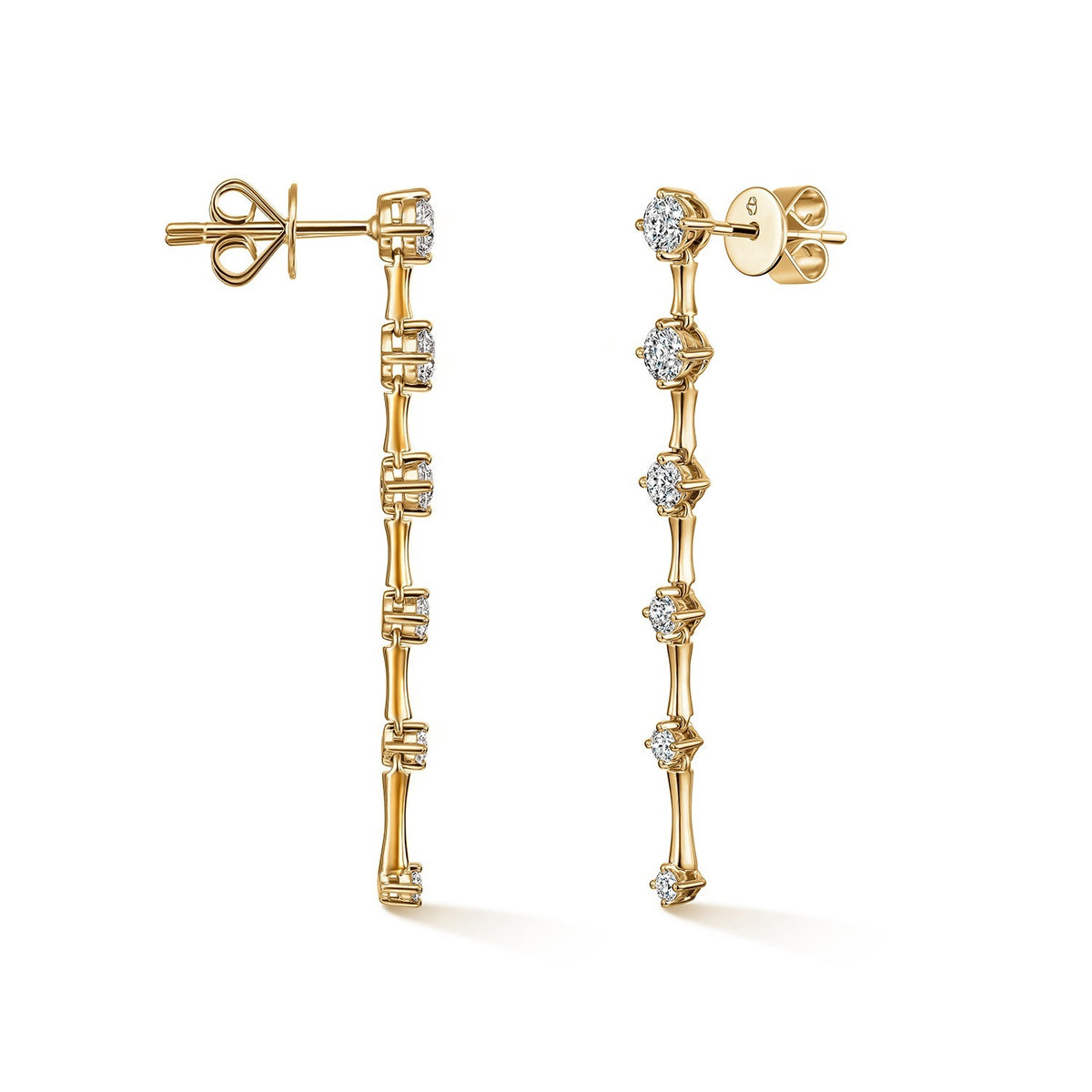 Hearts on Fire 18K Yellow Gold Cascade Diamond Station Earrings 1.00ctw