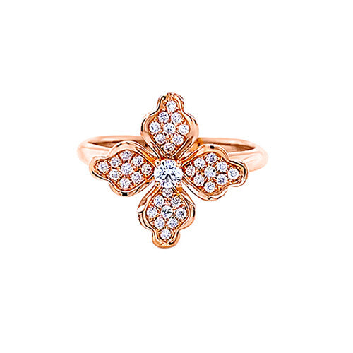 Howard 14K Rose Gold Flower Pave Diamond Ring 0.28ctw