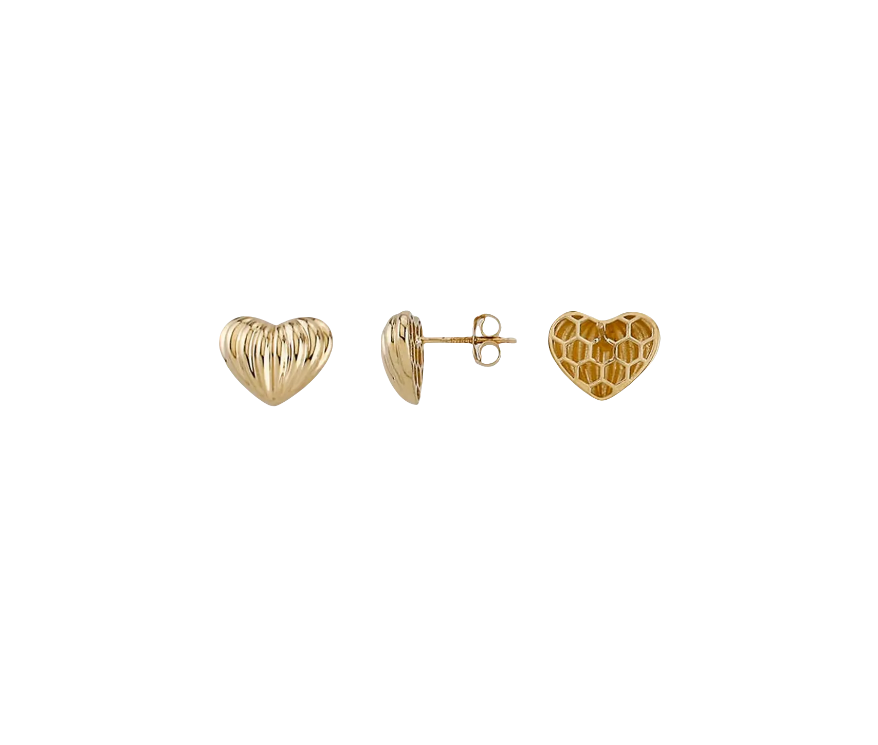Video Thumbnail: Howard Yellow Gold Fluted Heart Stud Earrings 4943 - Howard 14k Yellow Gold Fluted Heart Stud Earrings
