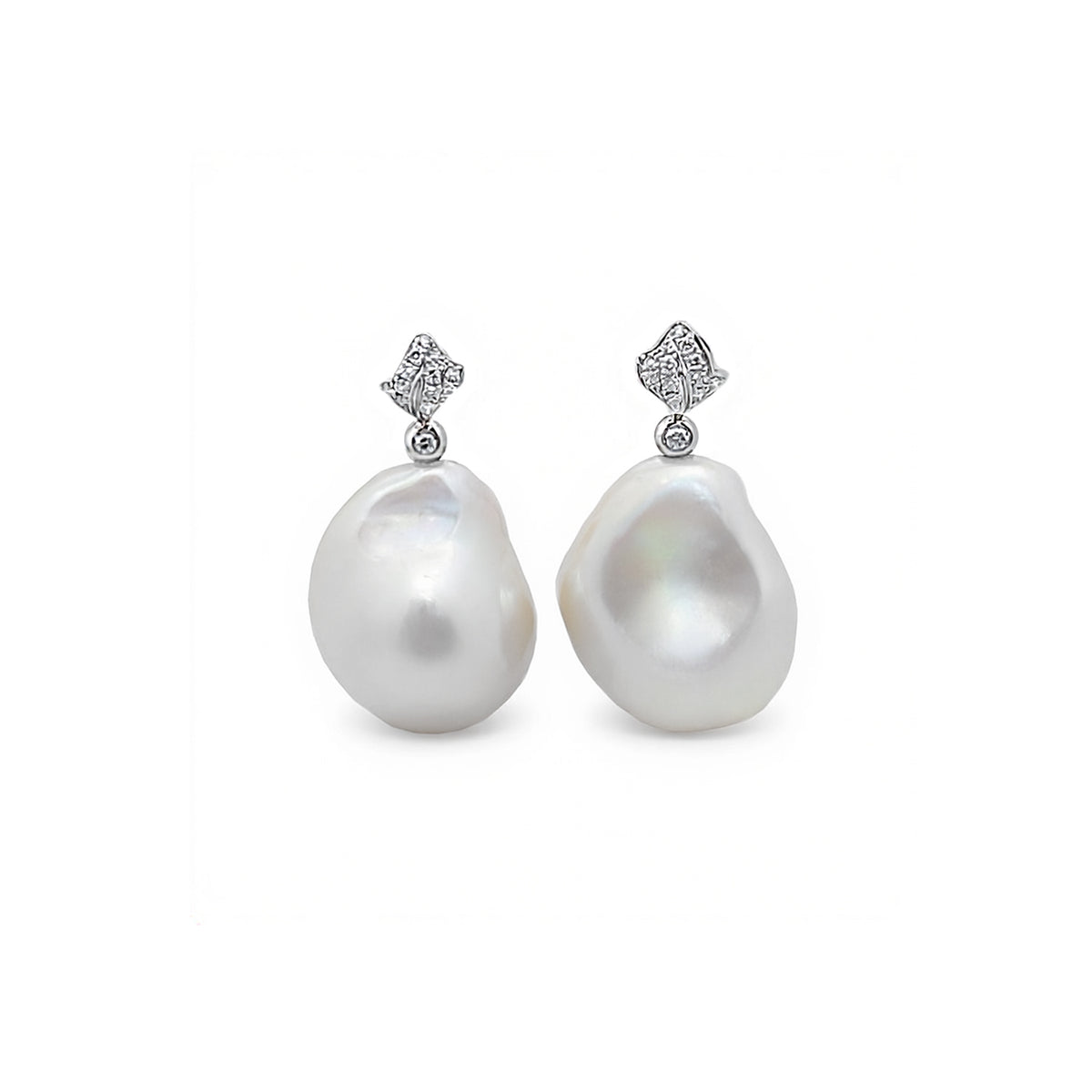 Video Thumbnail: Howard White Gold Drop Barque Pearl Earrings - Howard 18k White Gold Drop Baroque Pearl Earrings