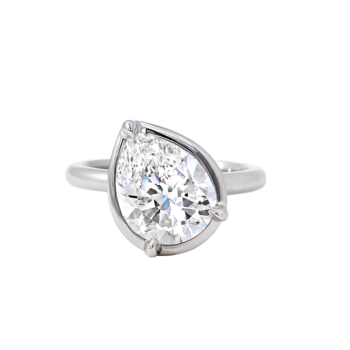Howard Platinum Angled Solitaire Ring with 2.80ct Pear VS2 F