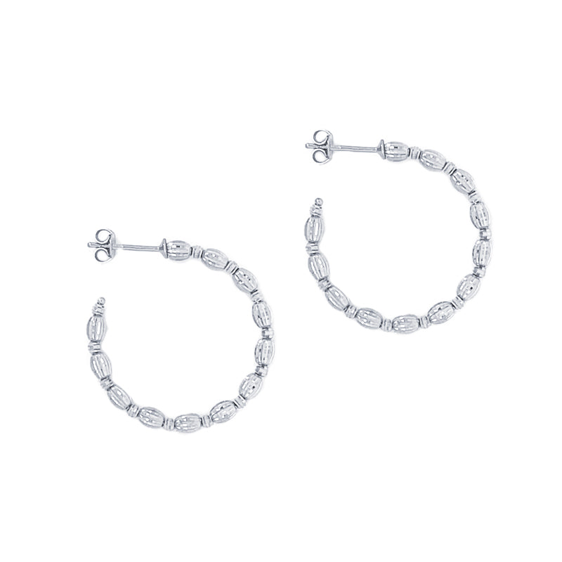 Oval Swirl Bead Hoop Earrings