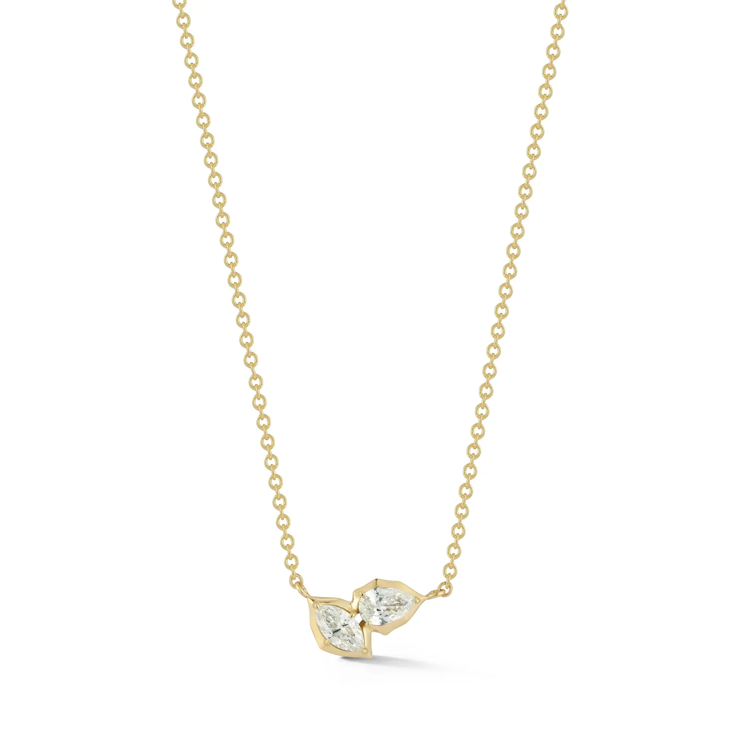 Video Thumbnail: Jade Trau Yellow Gold 18 Poppy Two Stone Pendant With Chain 0 - Jade Trau 18k Yellow Gold 18" Poppy Two-stone Pendant With Chain 0.40c