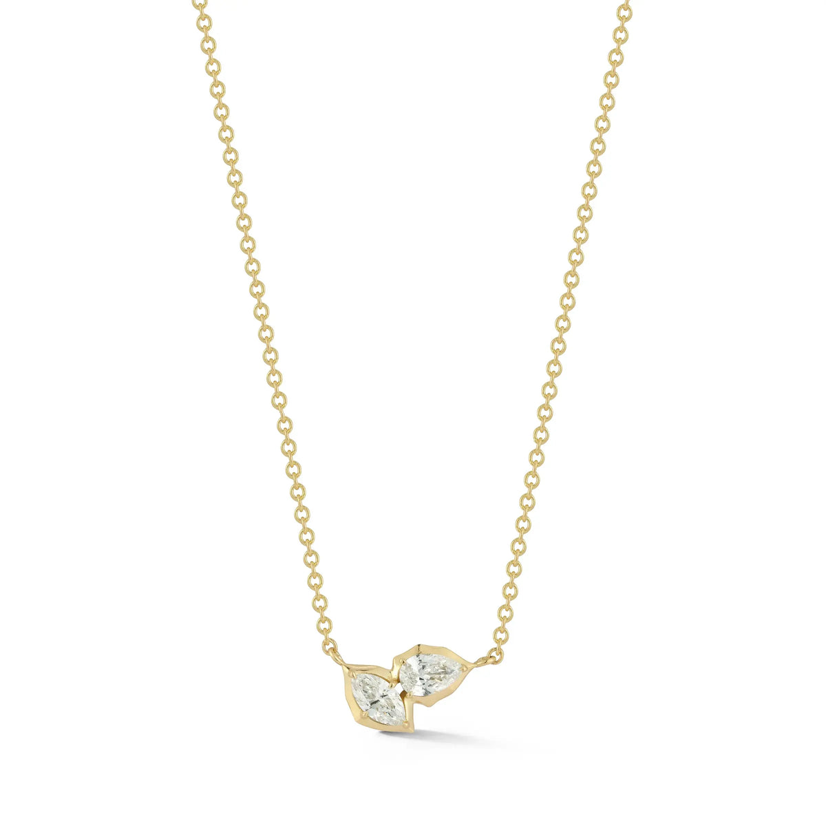 Jade Trau 18K Yellow Gold 18" Poppy Two-Stone Pendant with Chain 0.40ctw