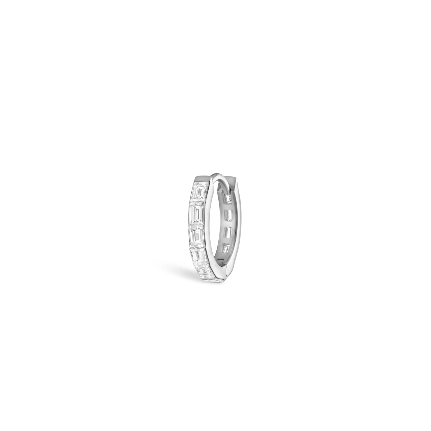 18KW Invisible Set Baguette Diamond Eternity Hoop Earring