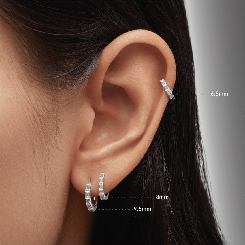 18KW Invisible Set Baguette Diamond Eternity Hoop Earring