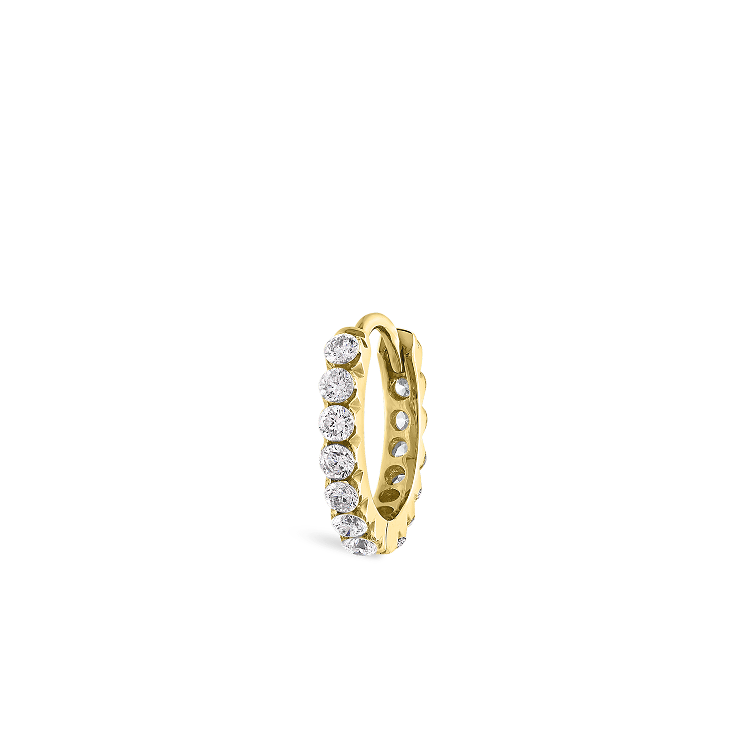 18K Yellow Gold 8mm Invisible Set Diamond Eternity Hoop Earring