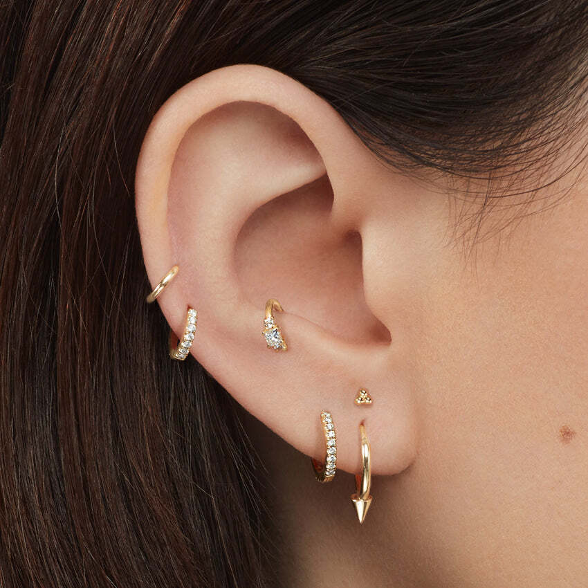 18K Rose Gold 8mm Diamond Eternity Hoop Earring