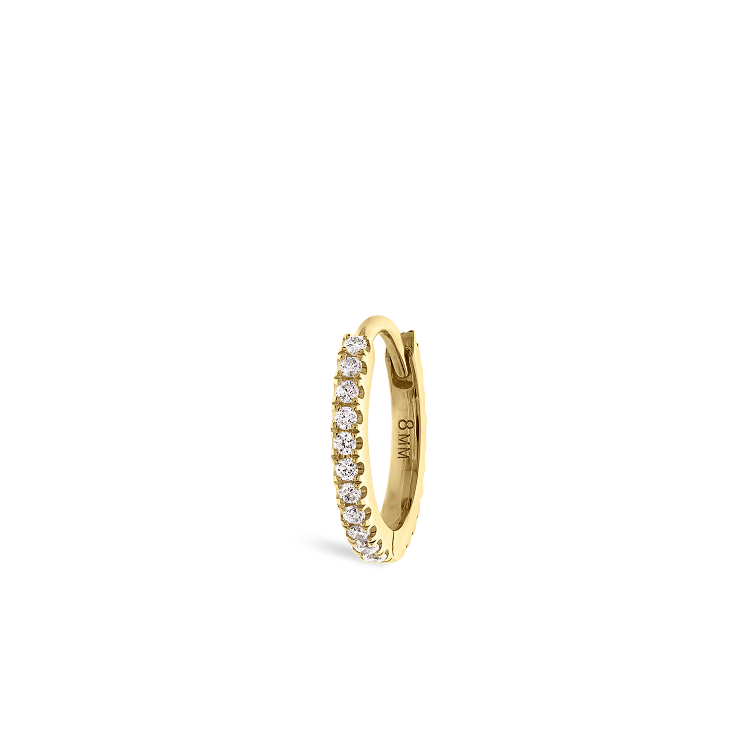 18K Yellow Gold 8mm Diamond Eternity Hoop Earring