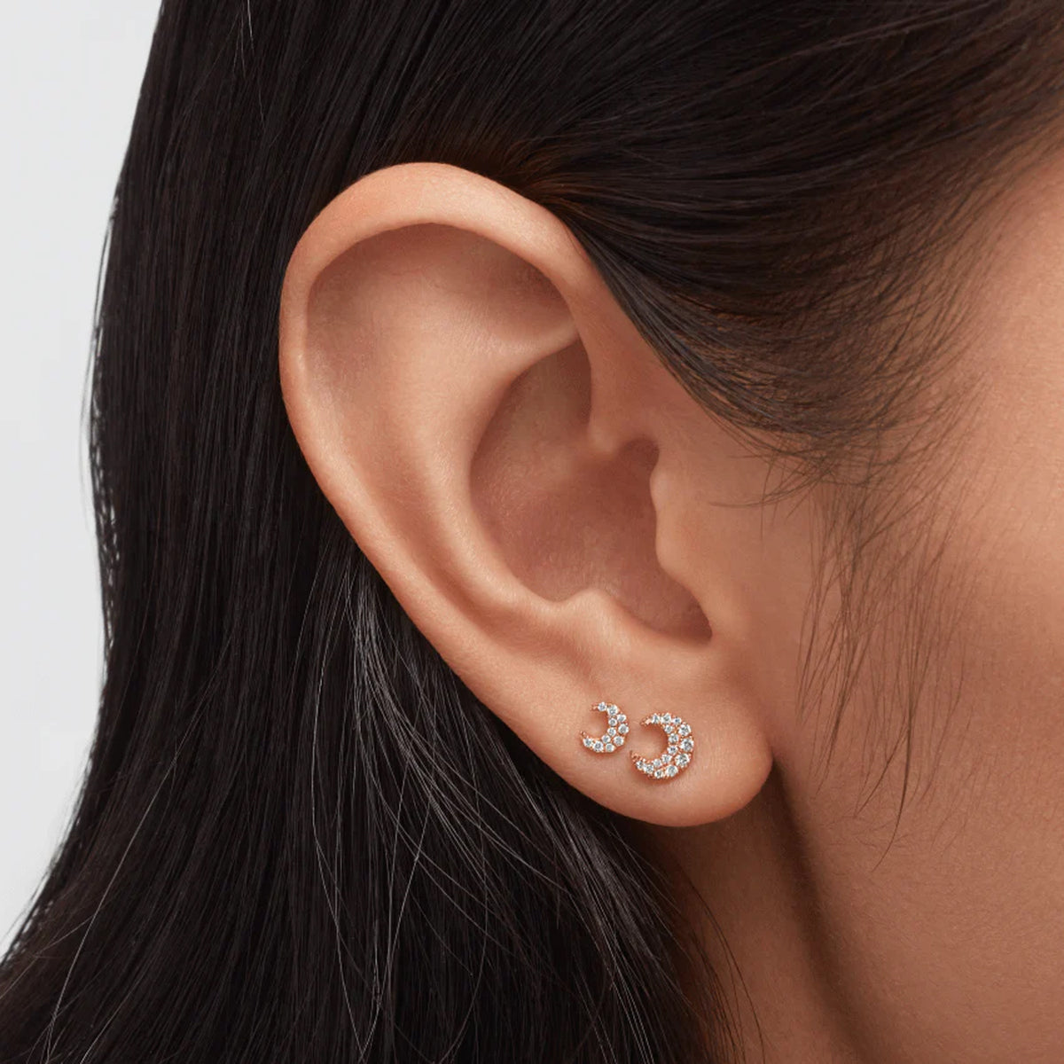 Maria Tash 18K Gold Diamond Moon Stud Earring 5.5mm