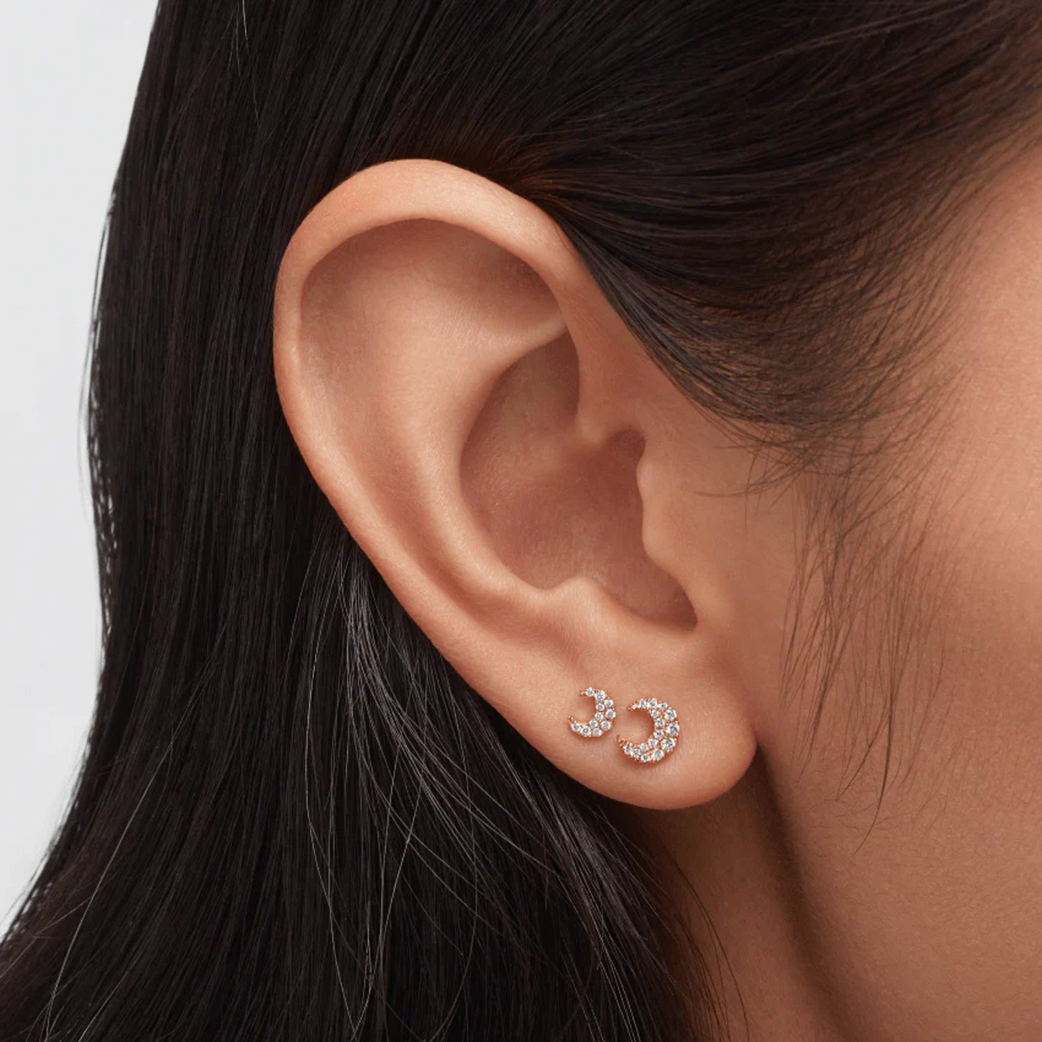 Video Thumbnail: Maria Tash Gold Diamond Moon Stud Earring 5 - Maria Tash 18k Gold Diamond Moon Stud Earring 5.5mm