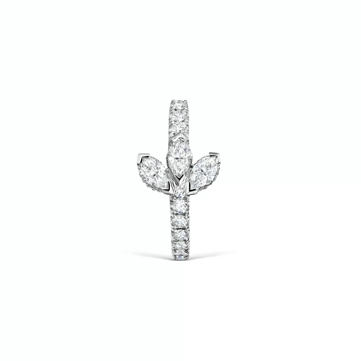 18K White Gold 9.5mm Diamond Lotus Eternity Hoop Earring