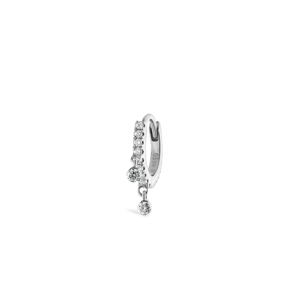 Maria Tash 18K White Gold Diamond Eternity Double Dangle Hoop Earring 6.5mm