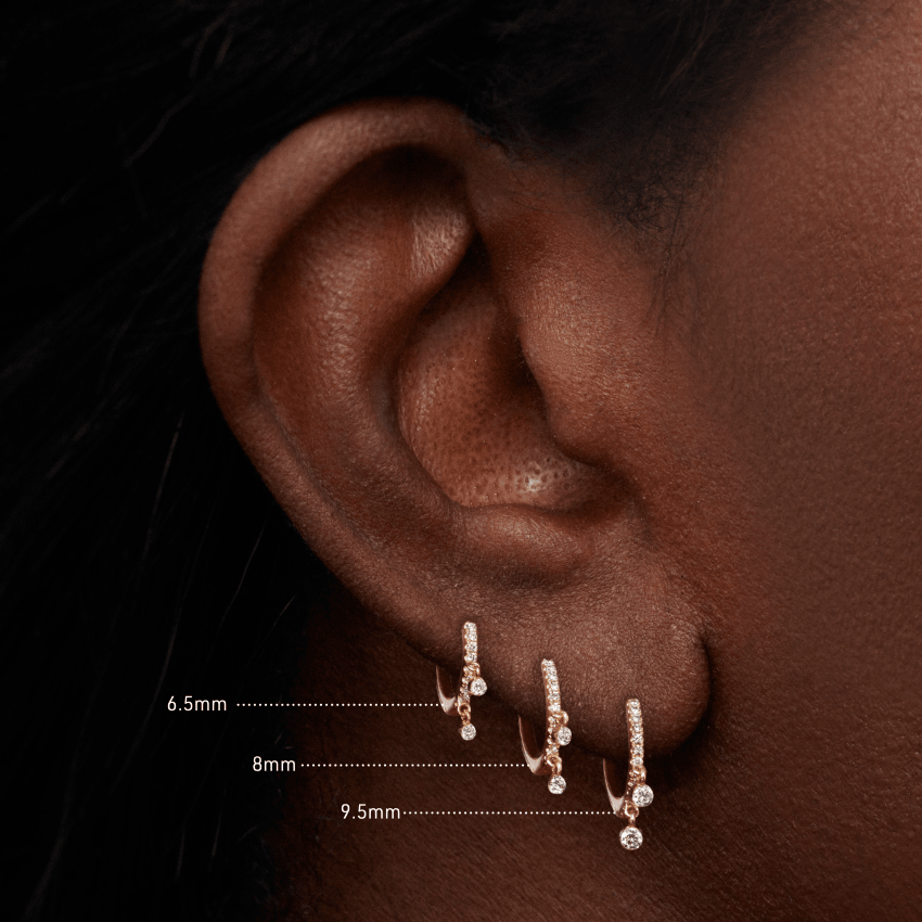 Video Thumbnail: Maria Tash Diamond Eternity Double Dangle Hoop Earring Two Suspended Round Diamonds Dangle Along the Outer Edge Item Sold Singly Solid White Gold - Maria Tash 18k White Gold Diamond Eternity Double Dangle Hoop Earring