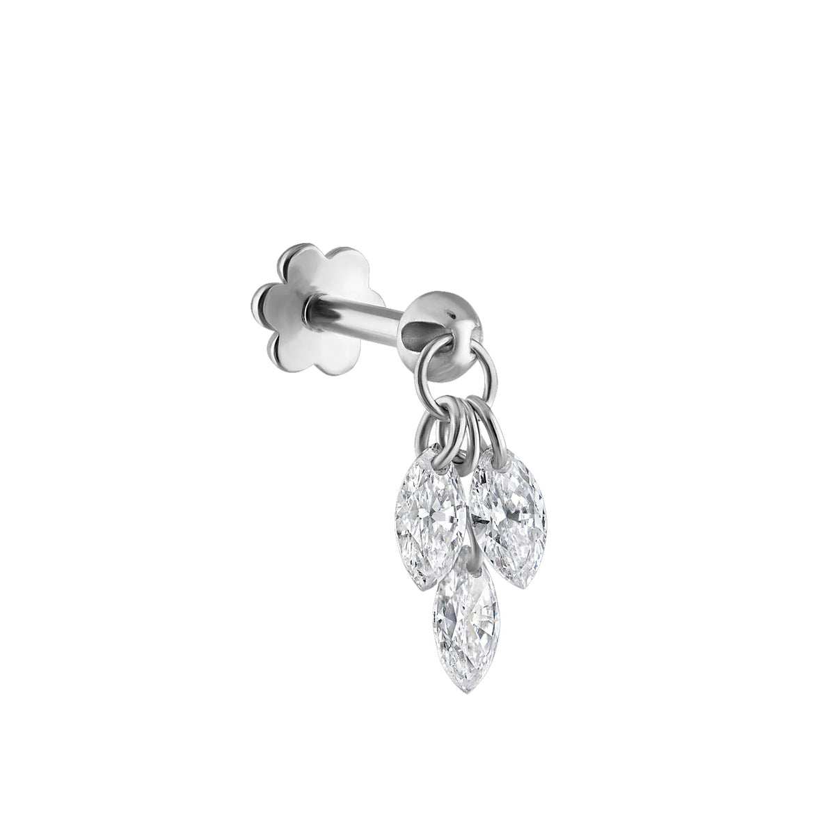 Maria Tash Floating Diamond Plume Threaded Charm Earring 3.5mm