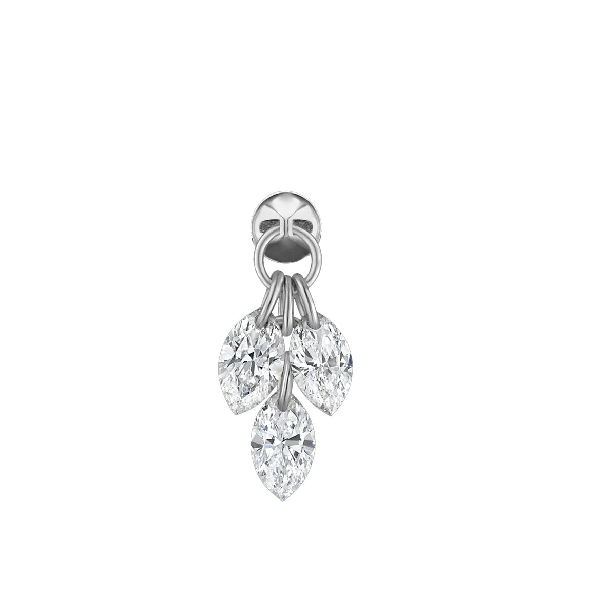 Maria Tash Floating Diamond Plume Threaded Charm Earring 3.5mm