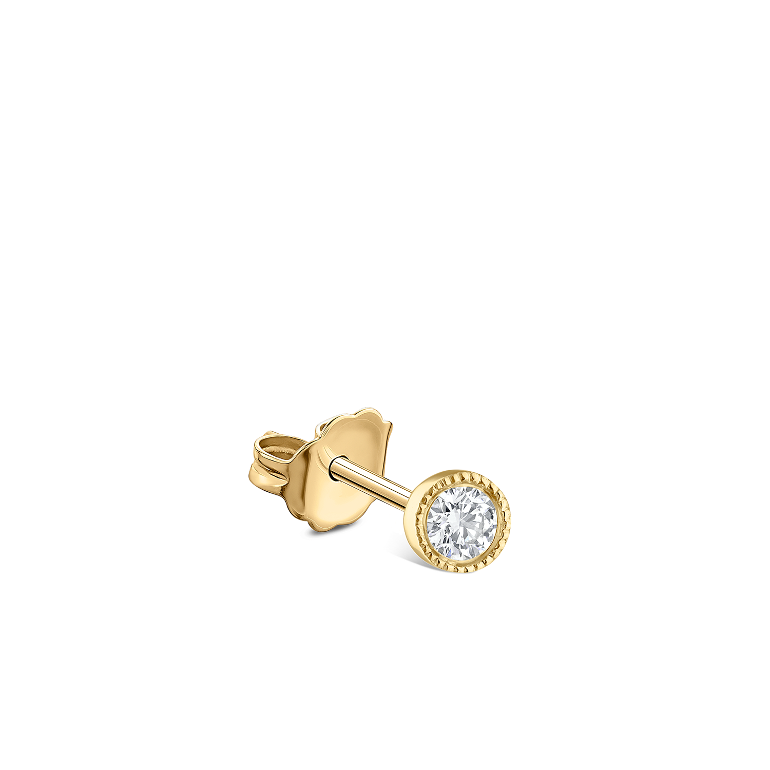 18K Yellow Gold Scalloped Set Diamond Stud Earring