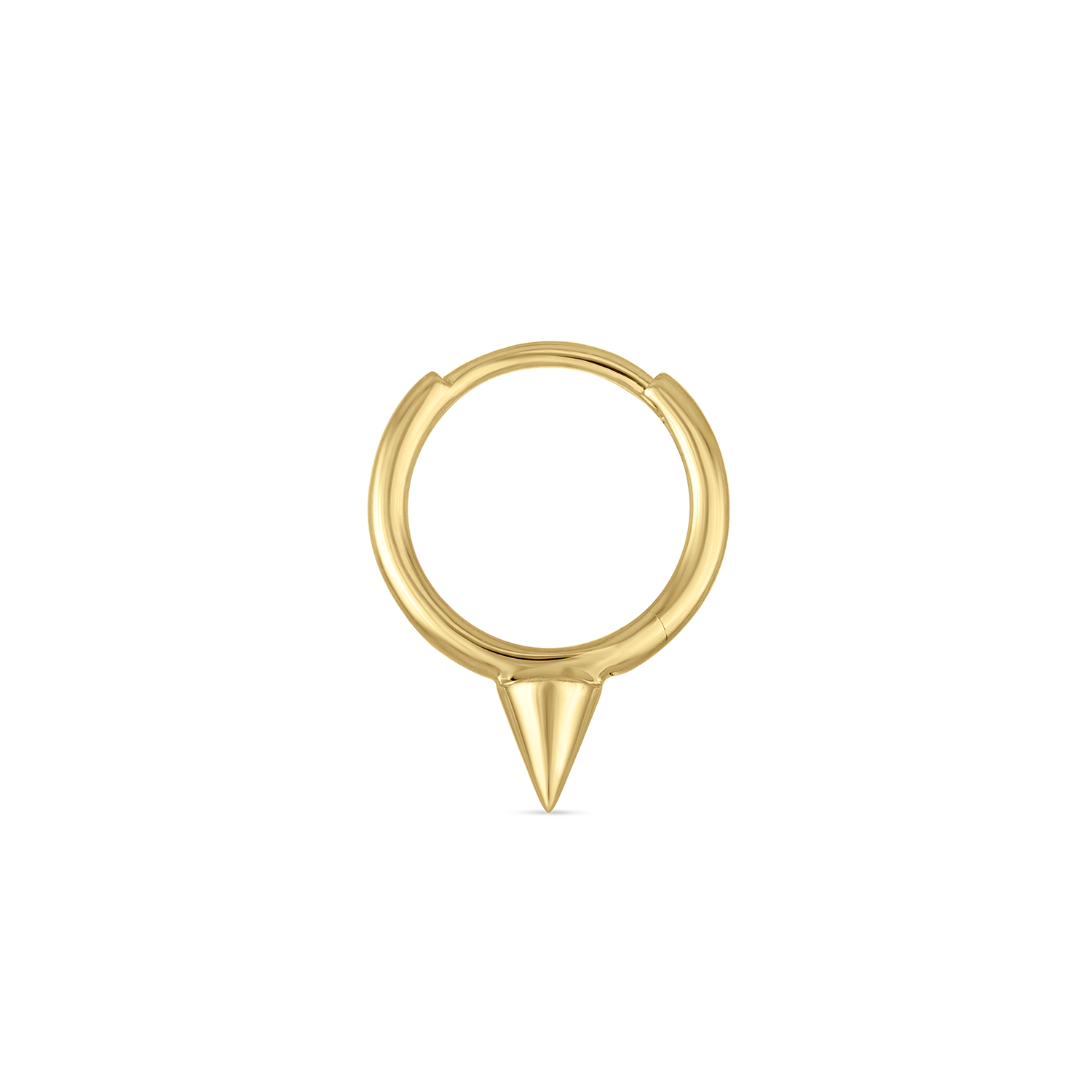14K Yellow Gold Single Short Spike Hoop Earring