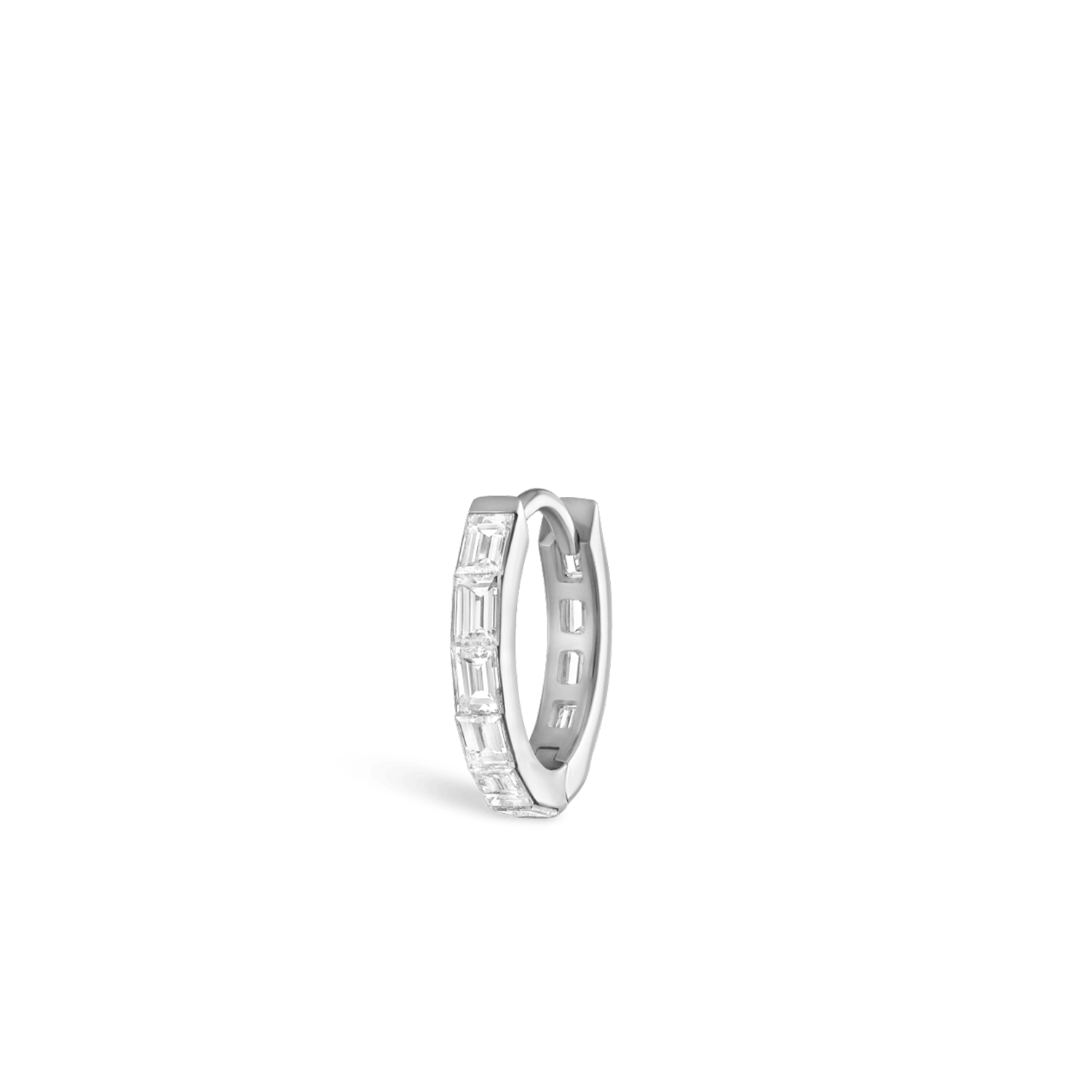 Video Thumbnail: Maria Tash White Gold Invisible Set Baguette Diamond Eternity Hoop Earring - Maria Tash 18k White Gold Invisible Set Baguette Diamond Eternity Hoop