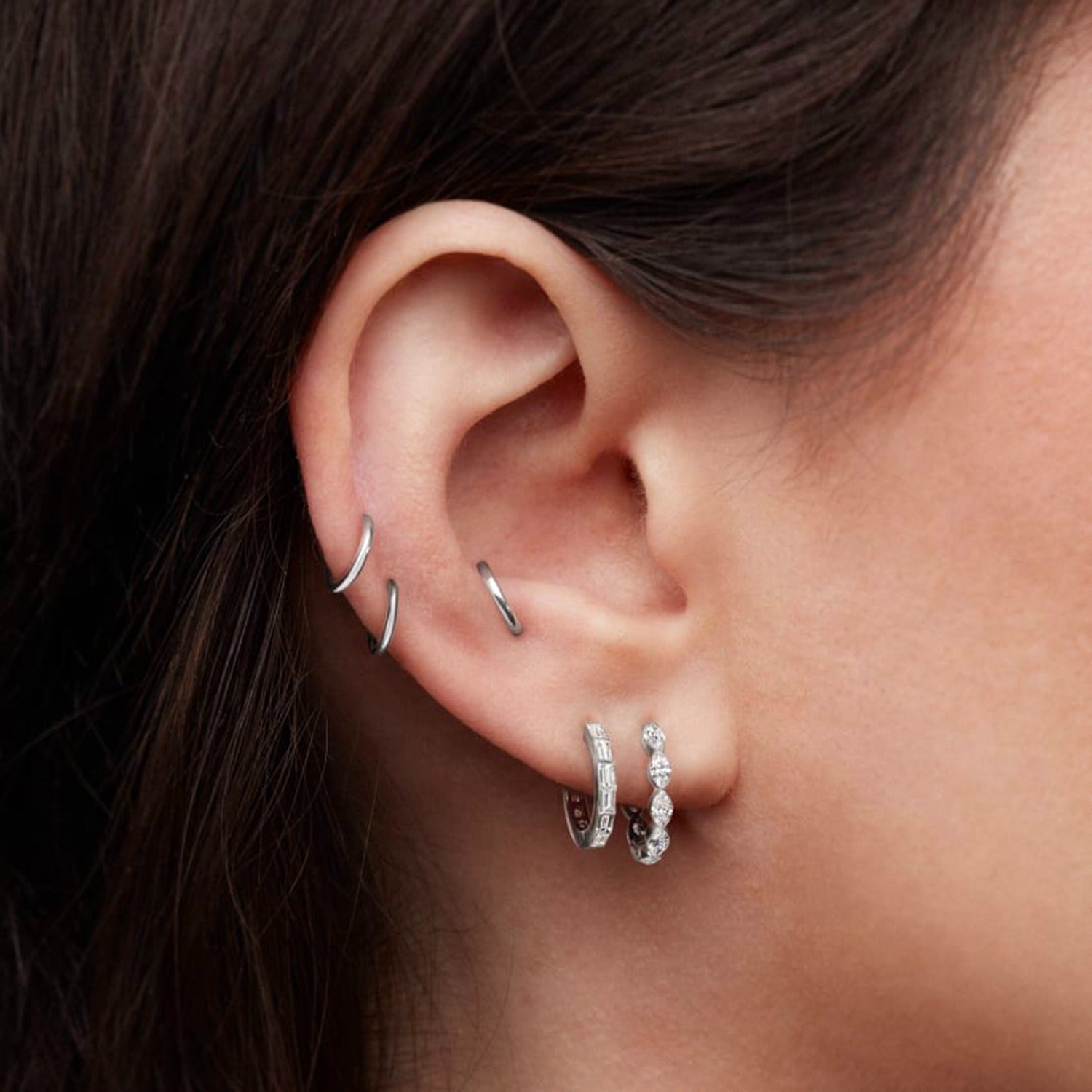 Video Thumbnail: Maria Tash White Gold Invisible Set Baguette Diamond Eternity Hoop Earring 9616 - Maria Tash 18k White Gold Invisible Set Baguette Diamond Eternity Hoop