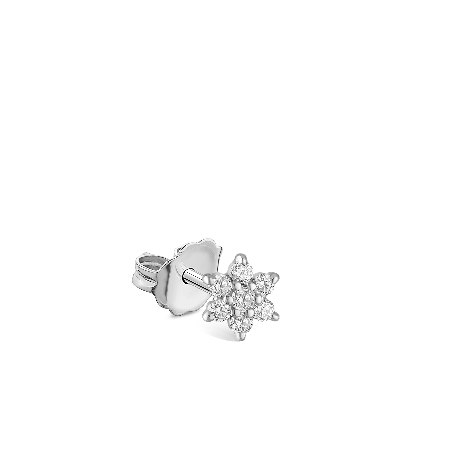 18K White Gold Diamond Flower Stud Earring