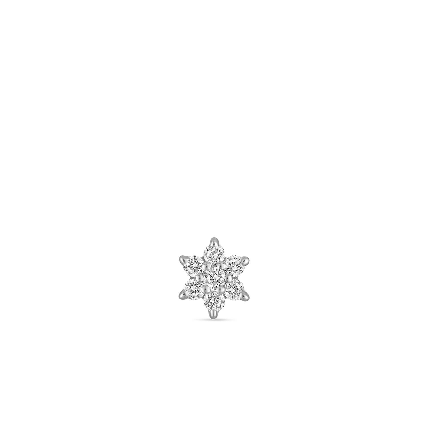 18K White Gold Diamond Flower Stud Earring