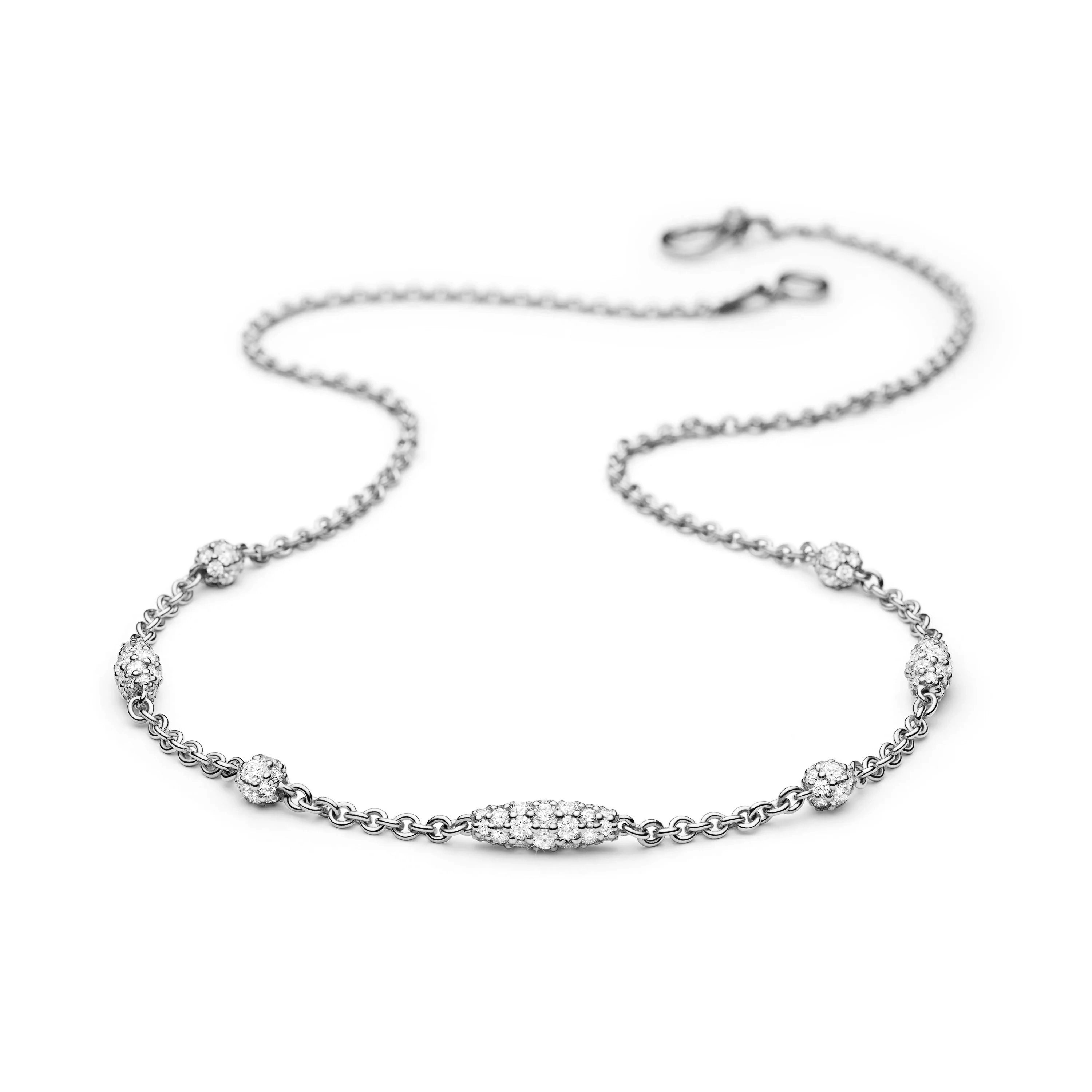 18K White Gold Pipette Diamond Necklace