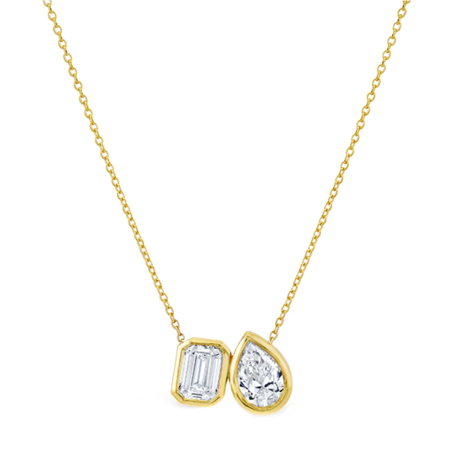 Norman Silverman 18K Yellow Gold Toi et Moi Diamond Pendant 0.70ctw