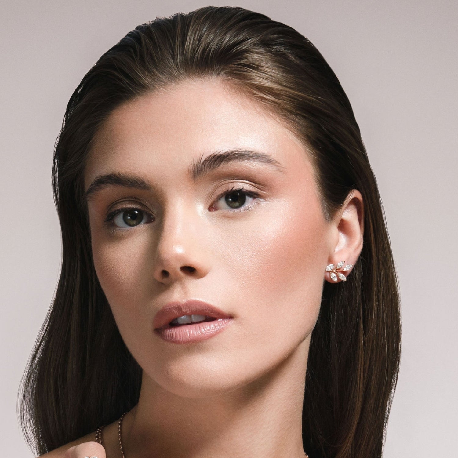 Video Thumbnail: Norman Rose Gold Marquise Diamond Leaf Earrings 2 9350 - 18k Rose Gold Marquise Diamond Leaf Earrings