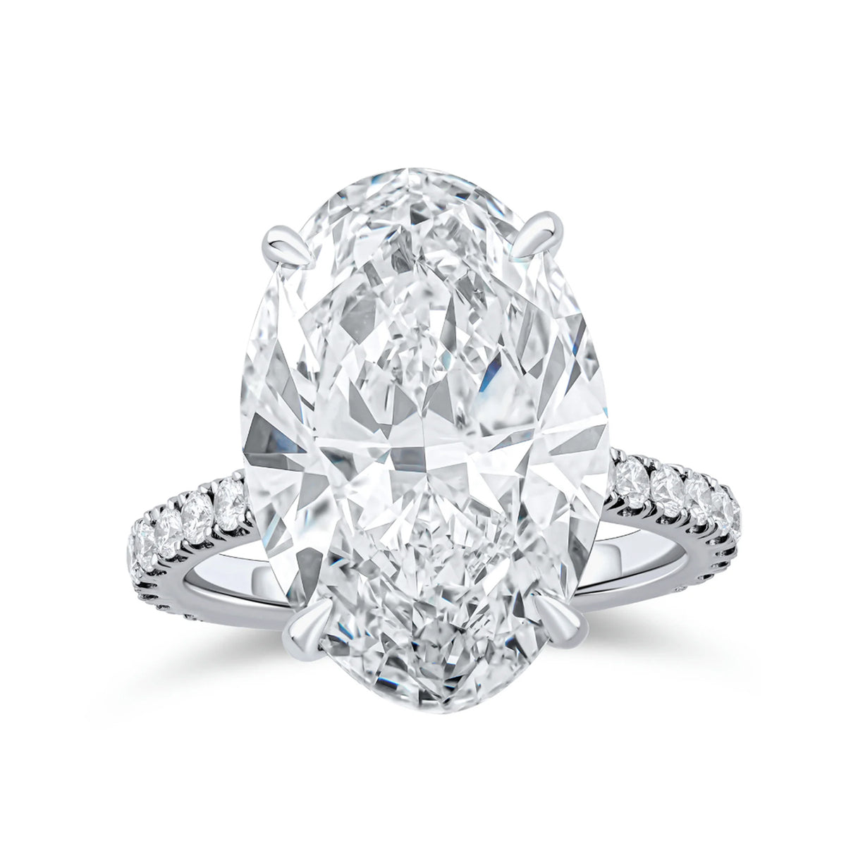Norman Silverman 18K White Gold Oval Cut Diamond Ring 10.18ctw
