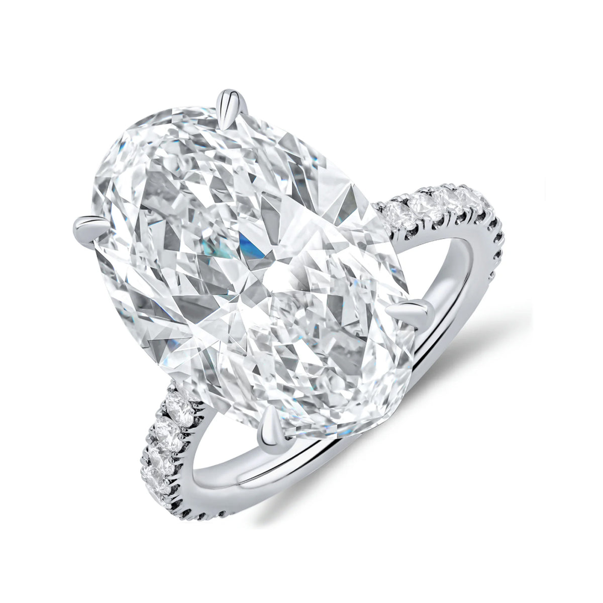 Norman Silverman 18K White Gold Oval Cut Diamond Ring 10.18ctw
