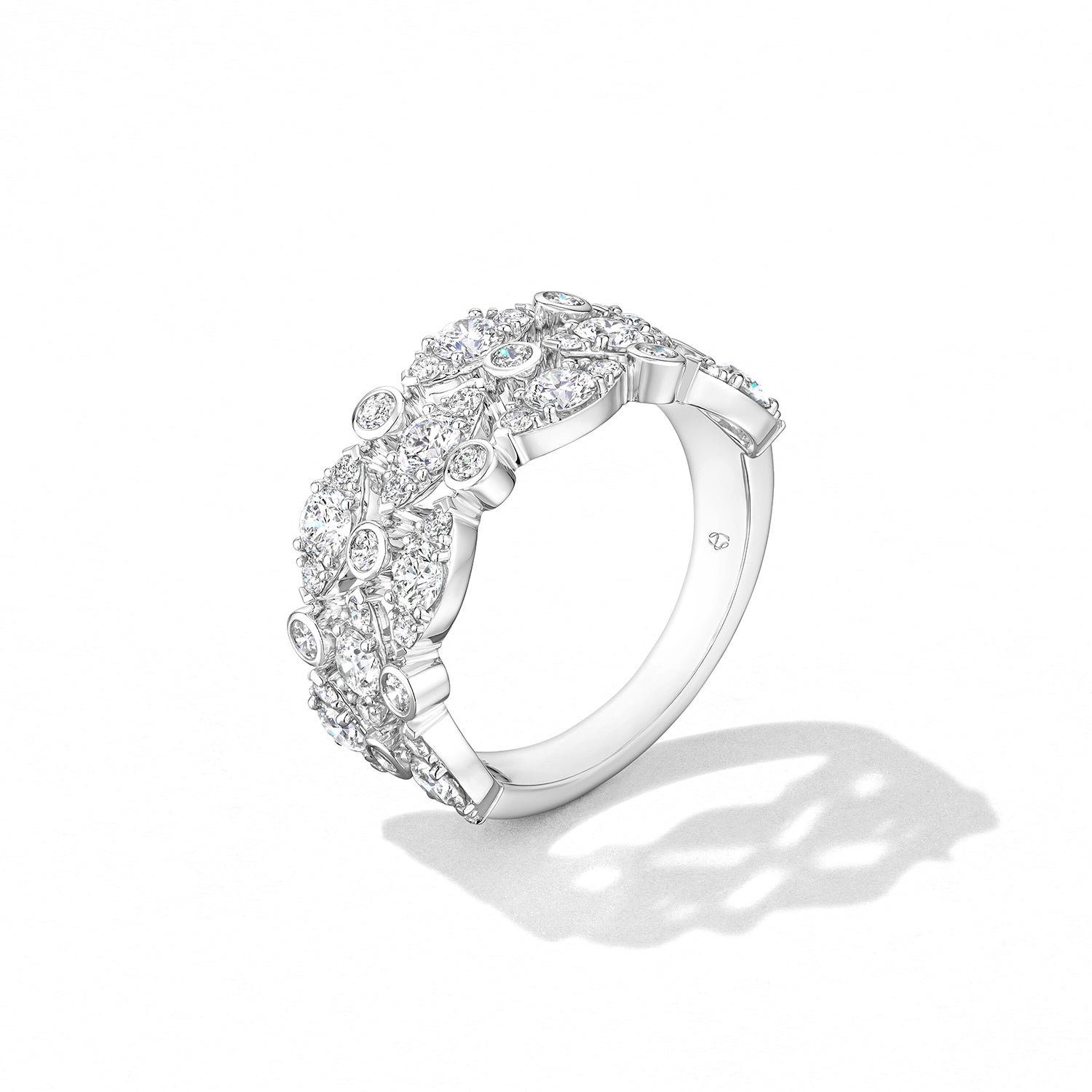 18K White Gold Bezel Regal Triple Ring