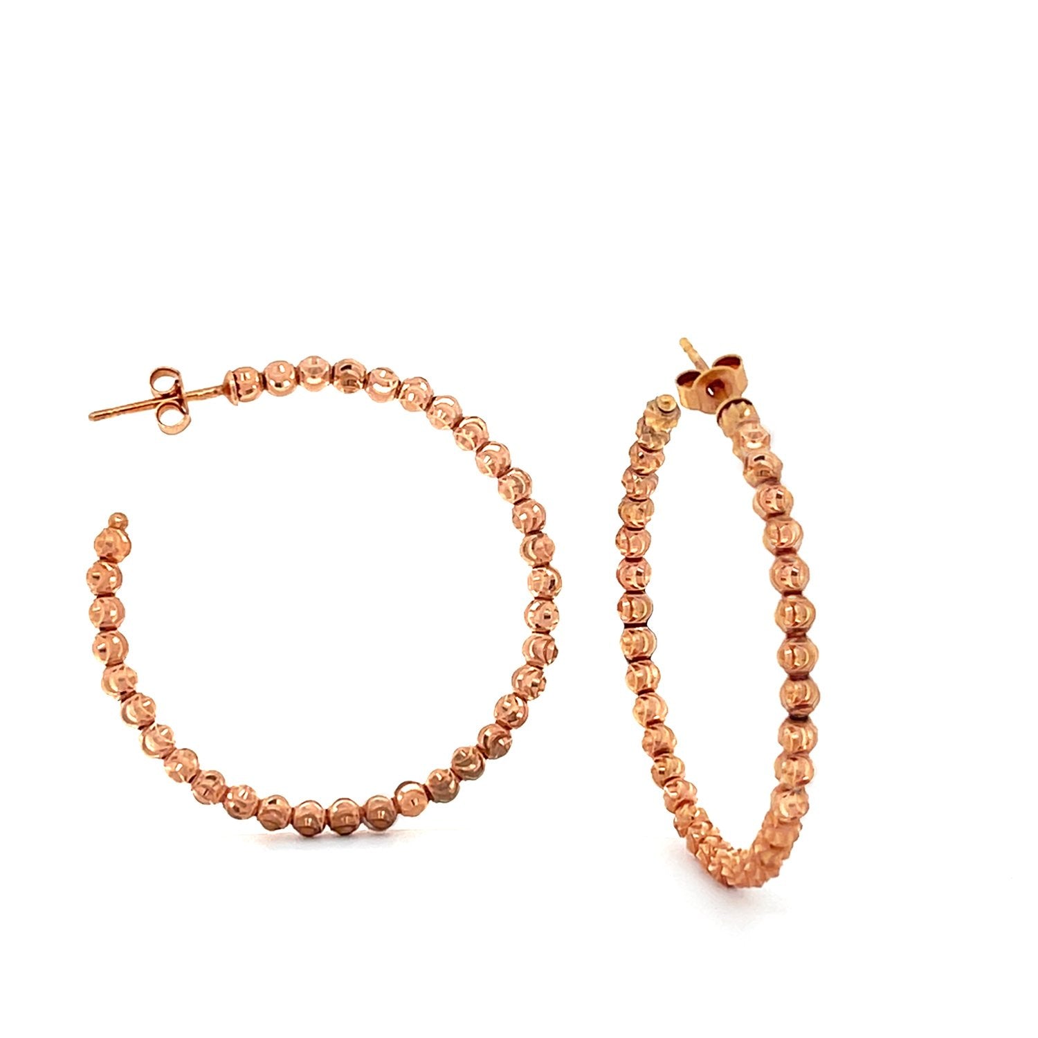 Video Thumbnail: One Pair of Gold Medium Hoop Earrings Cfff 4487 8697 20260128102803 7537 4697 9046 - Howard 14k Rose Gold Moon Bead Hoop Earrings Medium