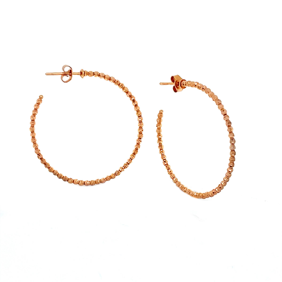 Video Thumbnail: One Pair of Fancy Hoop Diamond Cut Style Earrings Rose Gold - Howard 14k Rose Gold Hoop Diamond Cut Style