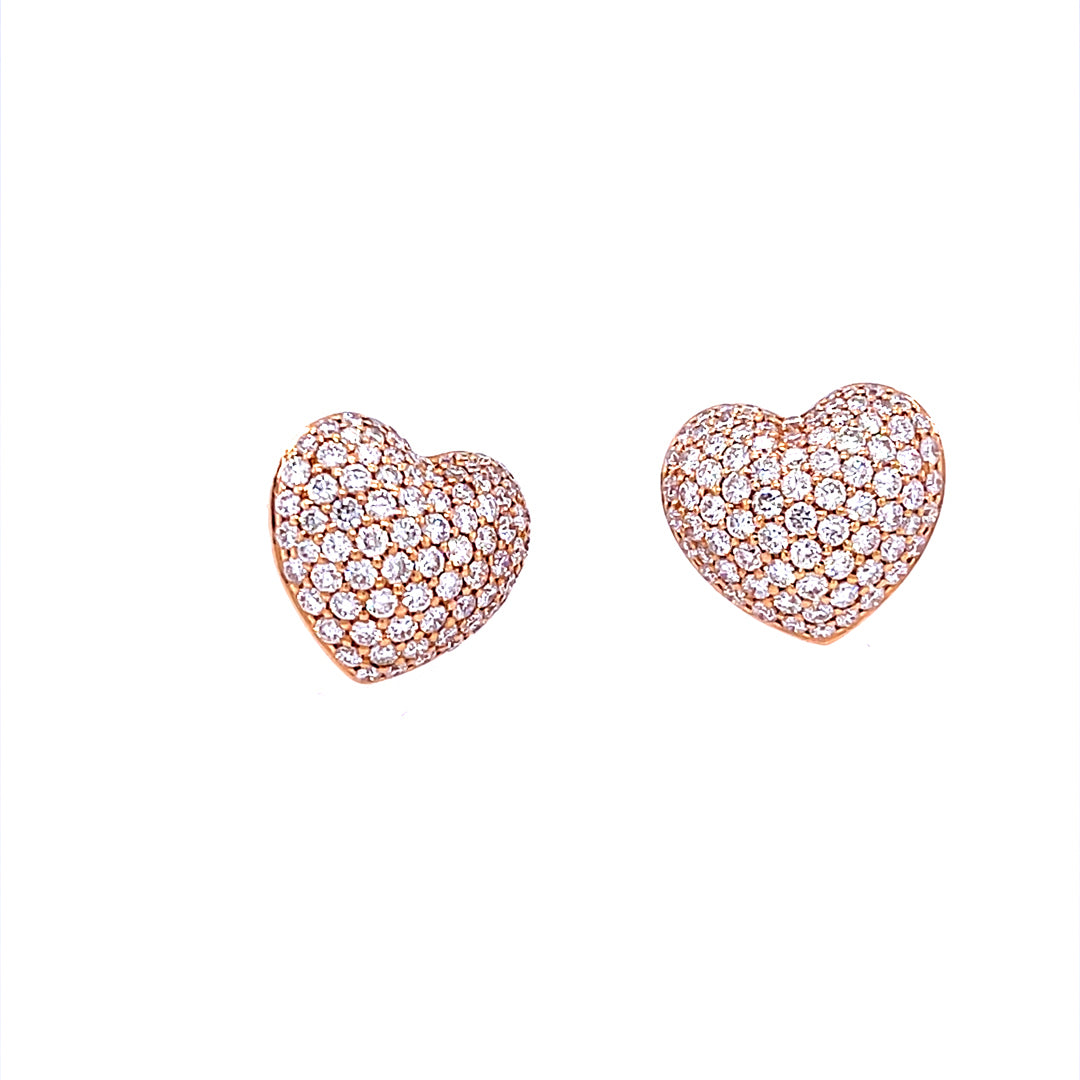 Howard 18K Rose Gold Pave Set Diamond Heart Earrings