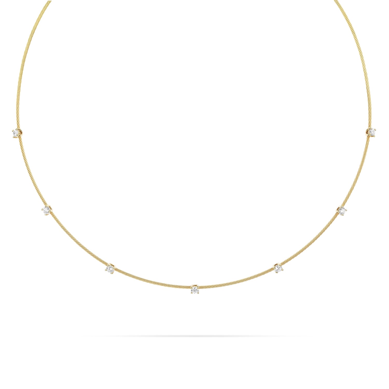 18K Yellow Gold Single Unity Necklace With 7 Diamonds