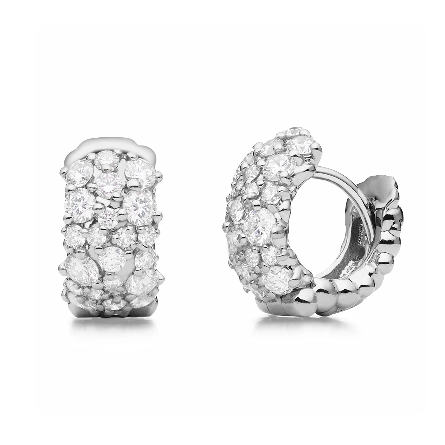 18K White Gold Small Confetti Snap Hoop Diamond Earrings